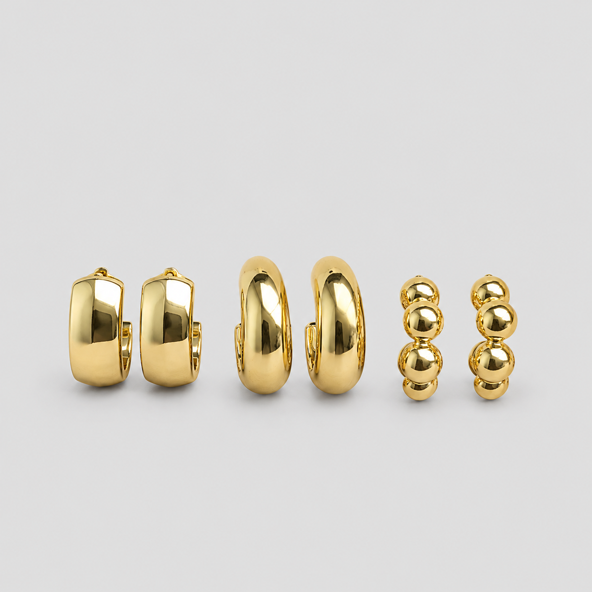 Aretes alma trendy dorado x3