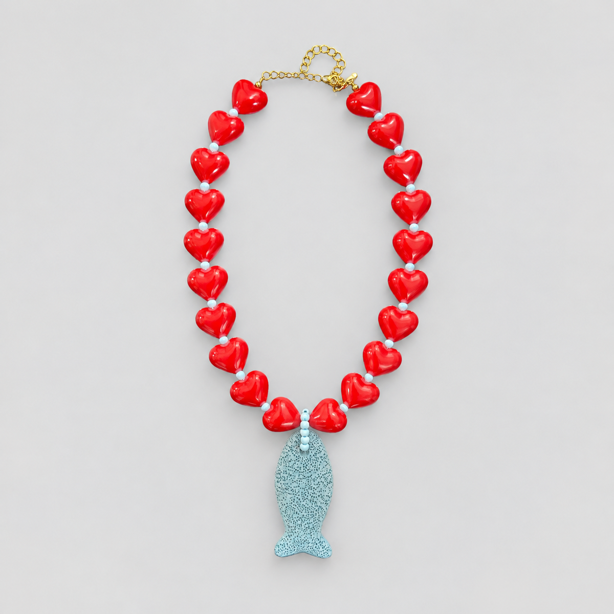 Collar corazon marea pez azul