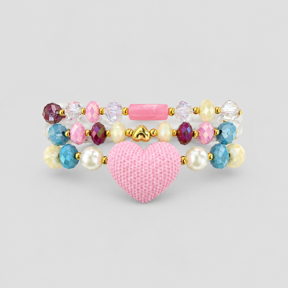 Pulsera corazon candy rosa x2