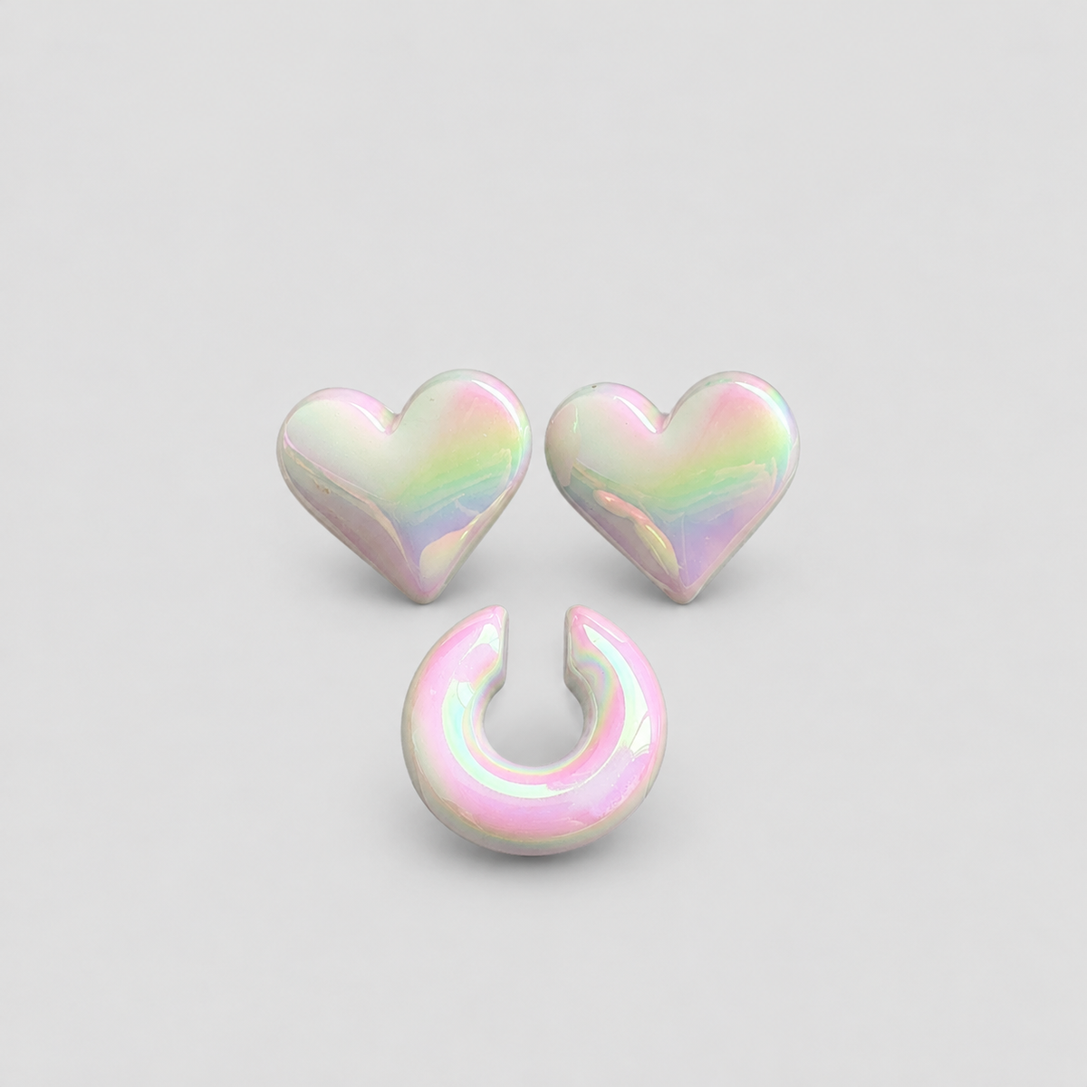 Aretes corazón + Earcuf perlado