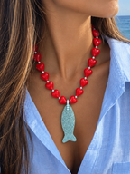 Collar corazon marea pez azul