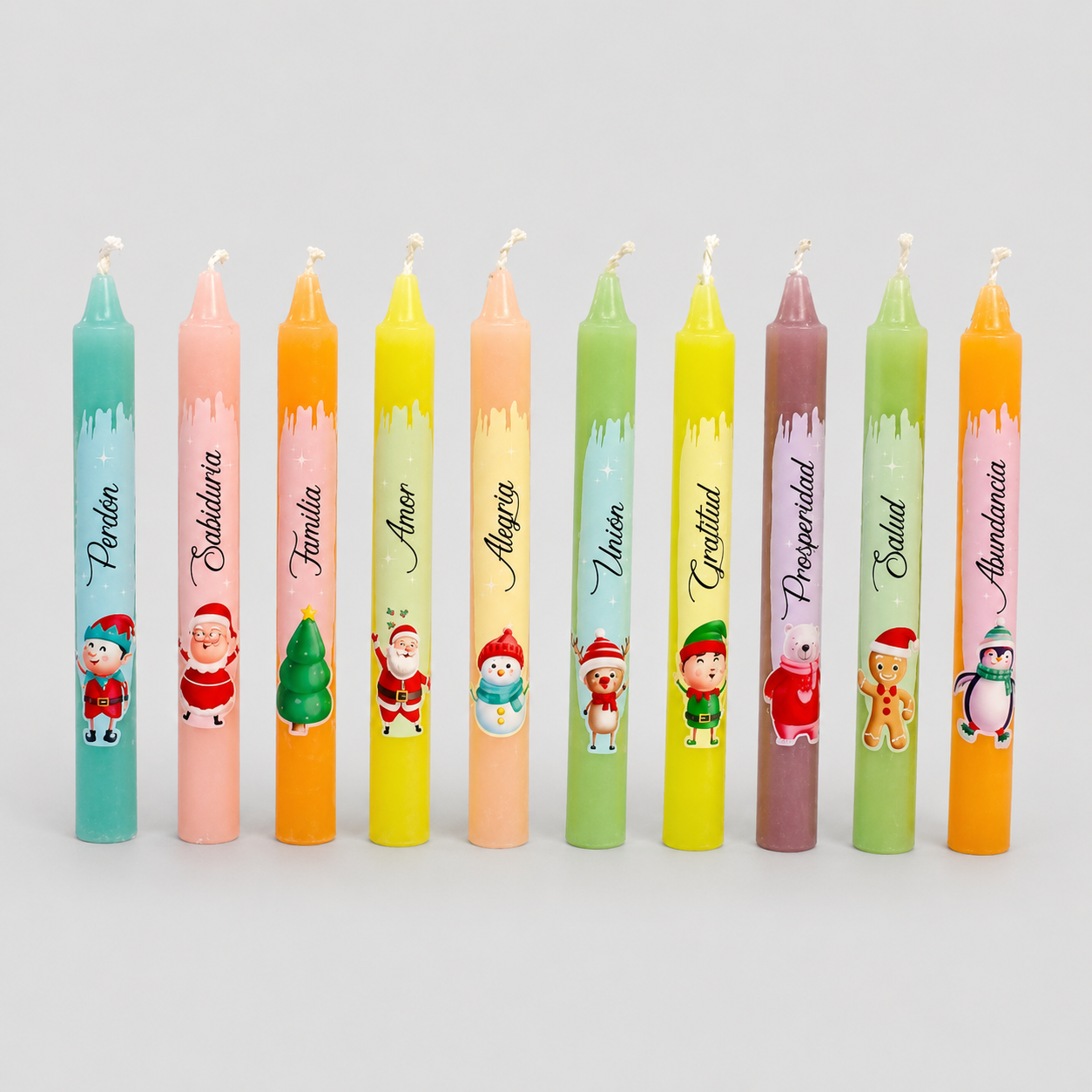Velas Figuras Navideñas Pastel X10