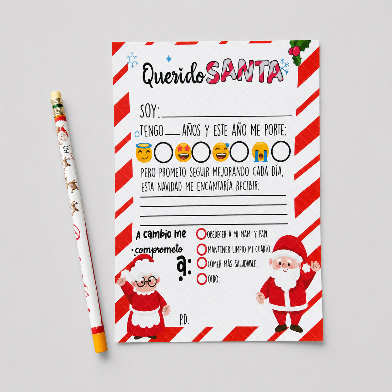 Carta A Santa + Lapiz Roja
