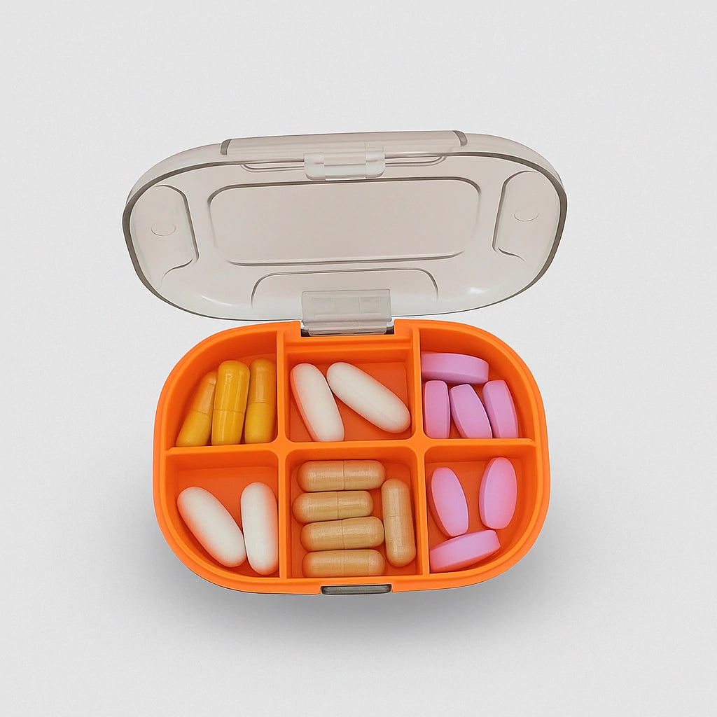 Pastillero Tapa Transparente Naranja