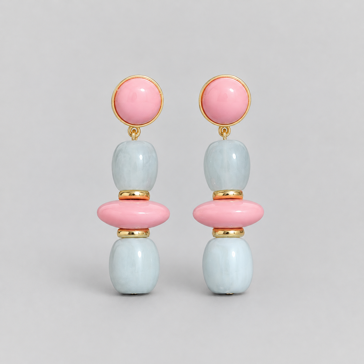 Aretes pilar azul rosa