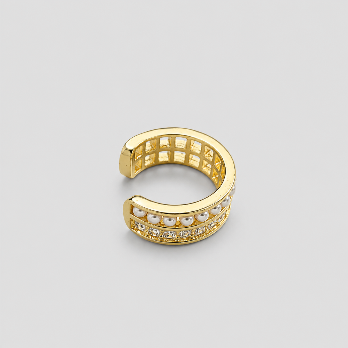 Earcuf plano perlas dorado