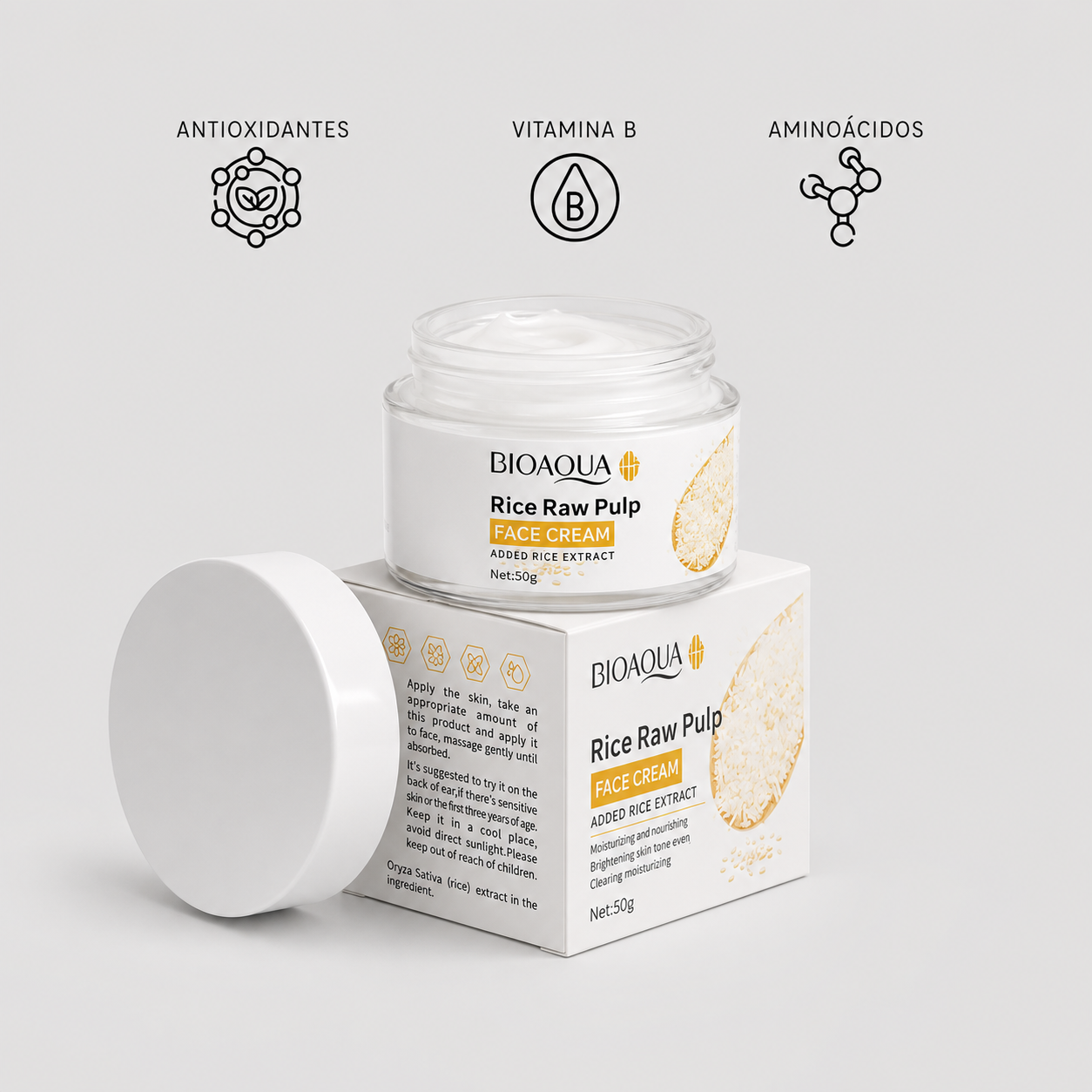 Crema Bioaqua Ácido Hialuronico Arroz