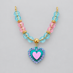 Collar + topos corazón cristal verde
