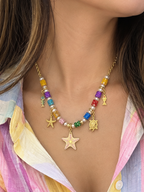 Collar + topos tropical estrella beige