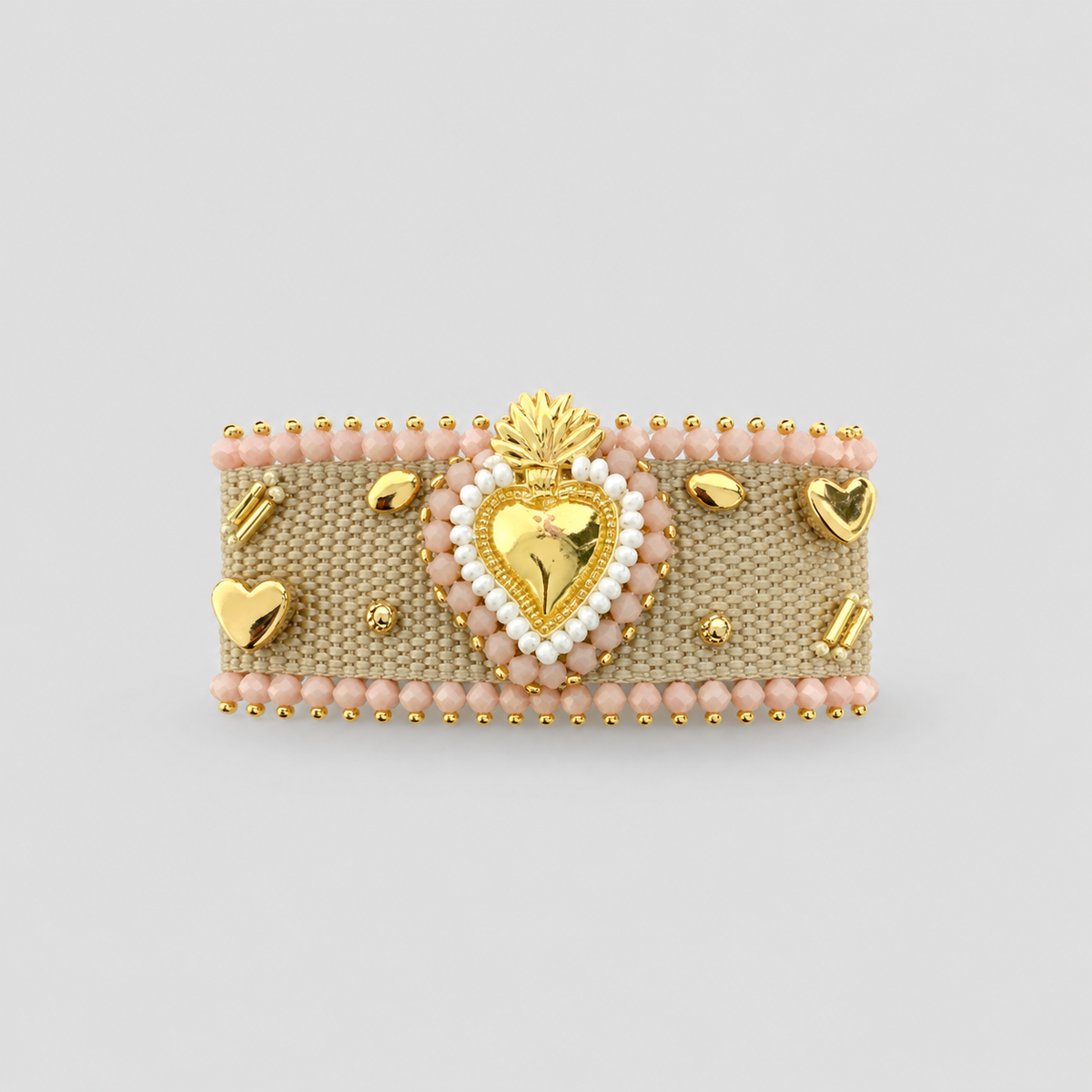 Pulsera tejida corazon nude