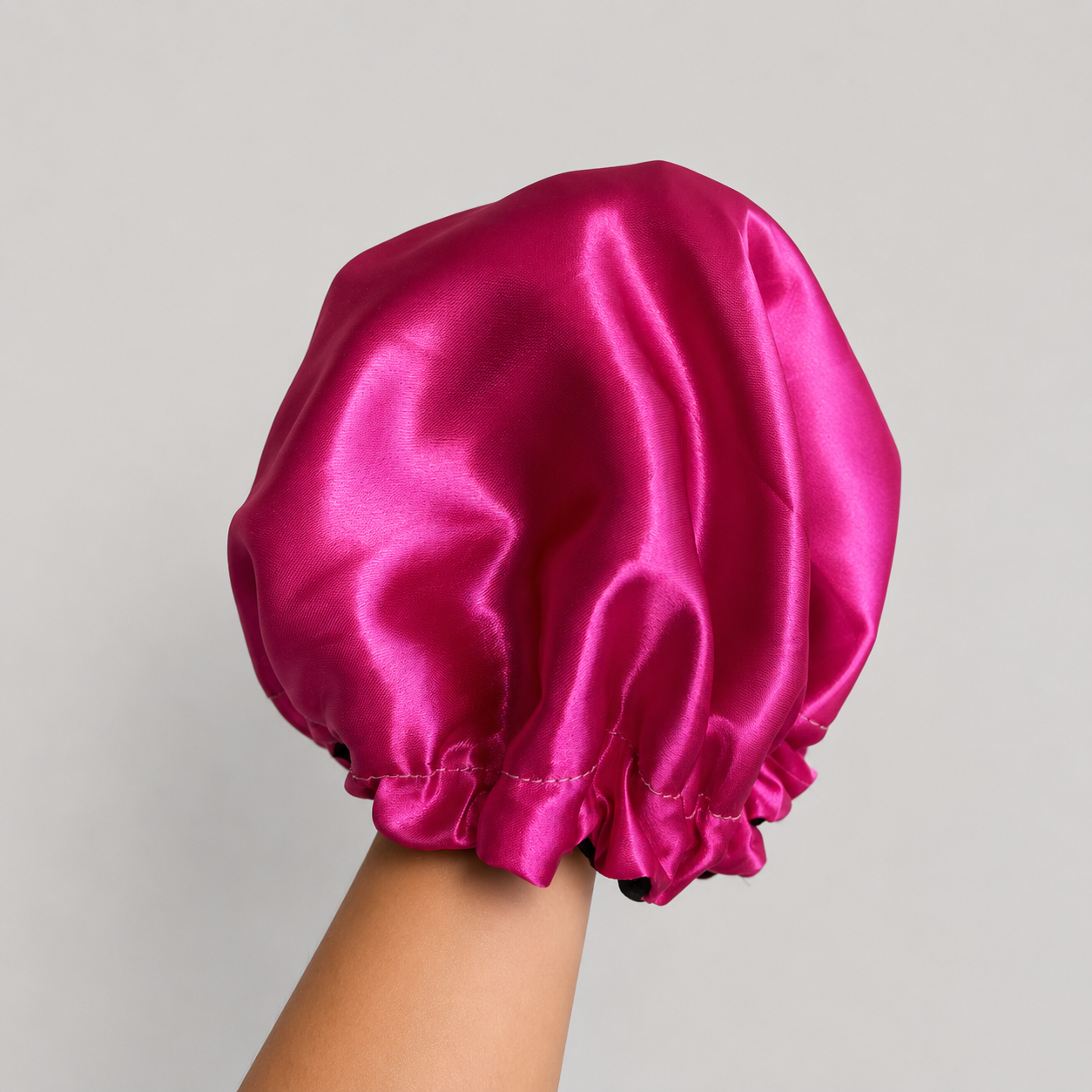 Gorro Satín + Chulo Fucsia Con Negro