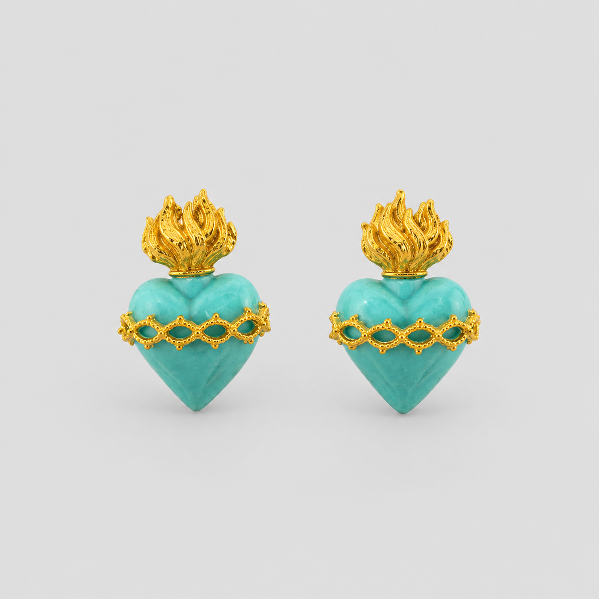 Aretes corazón de jesús pop verde