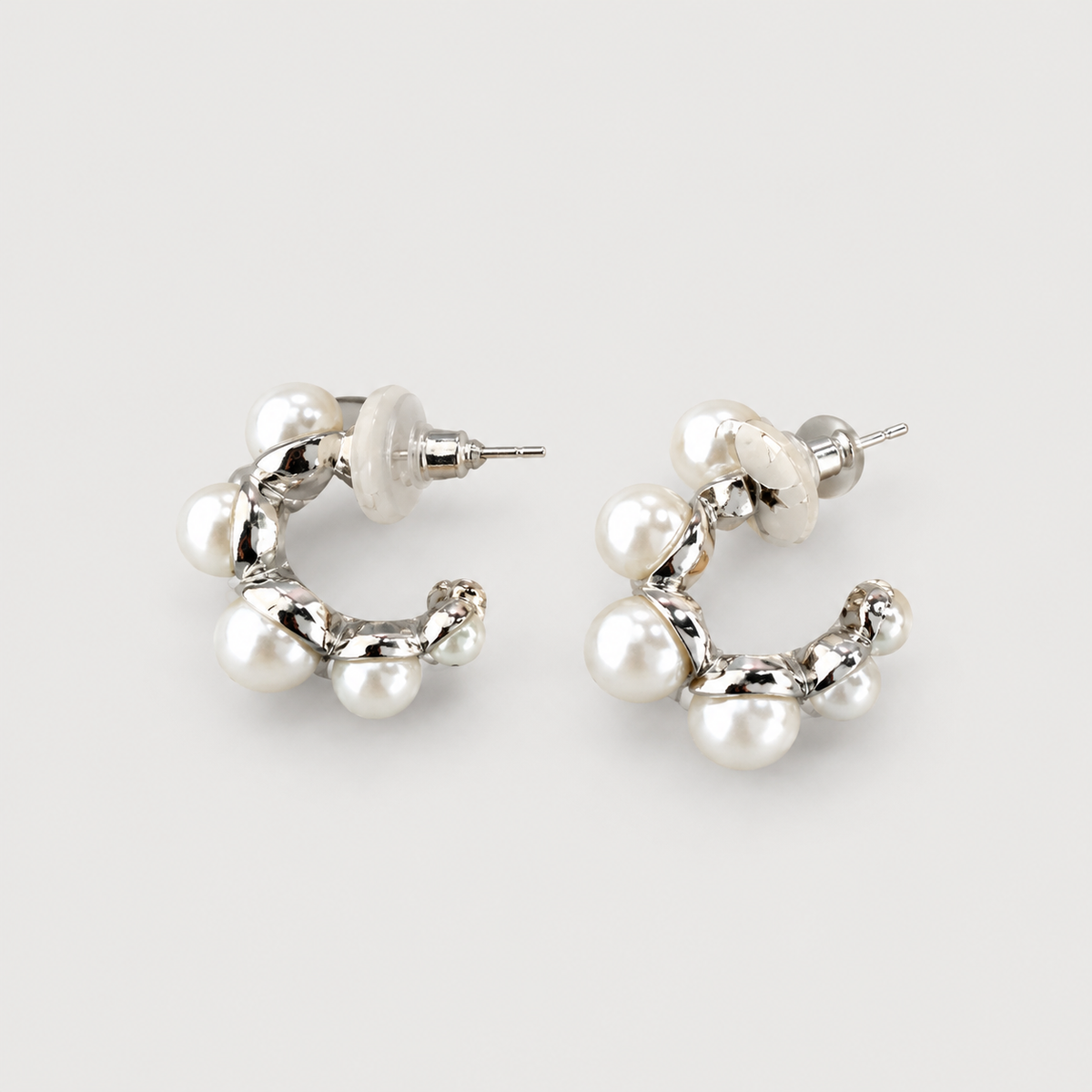Aretes alma perla plateado