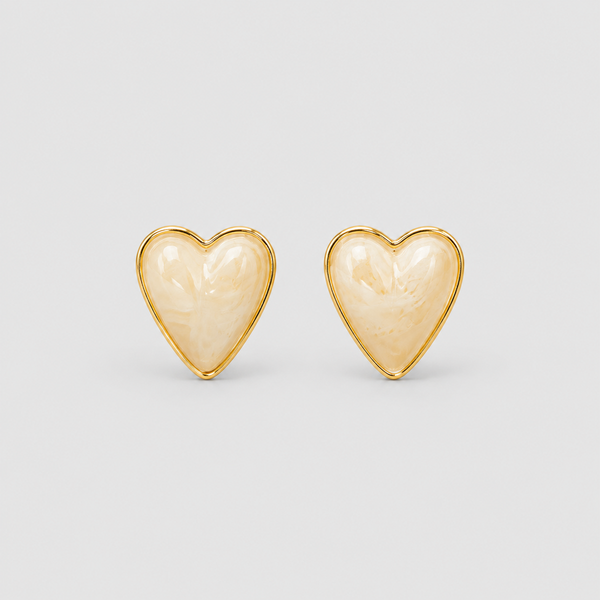 Topos corazón borde dorado - crema
