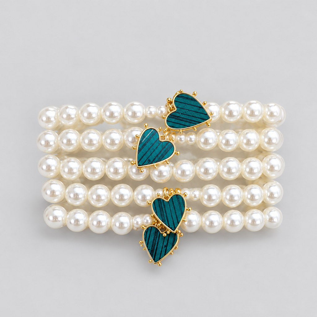 Pulsera corazón espinas verde x5