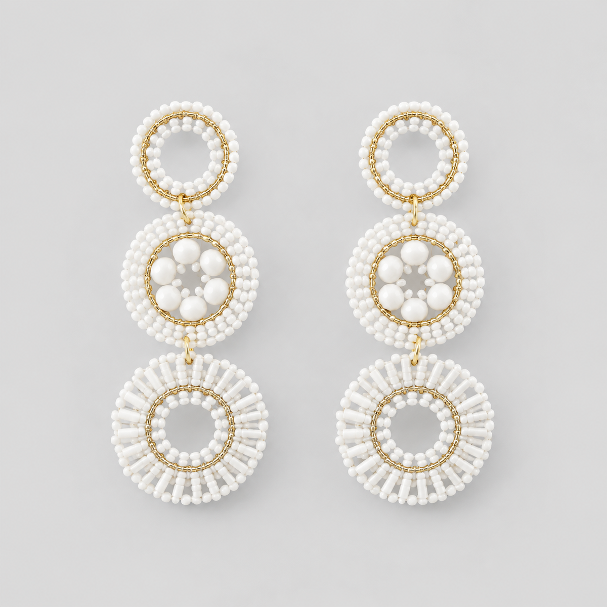 Aretes tejidos aros blanco