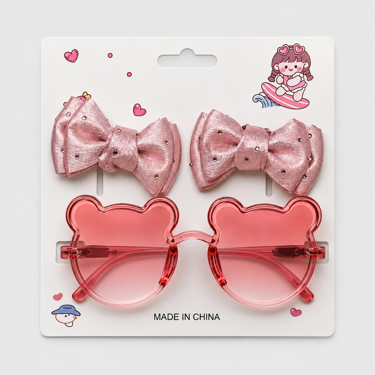 Gafas Oso + Pinzas Rosada