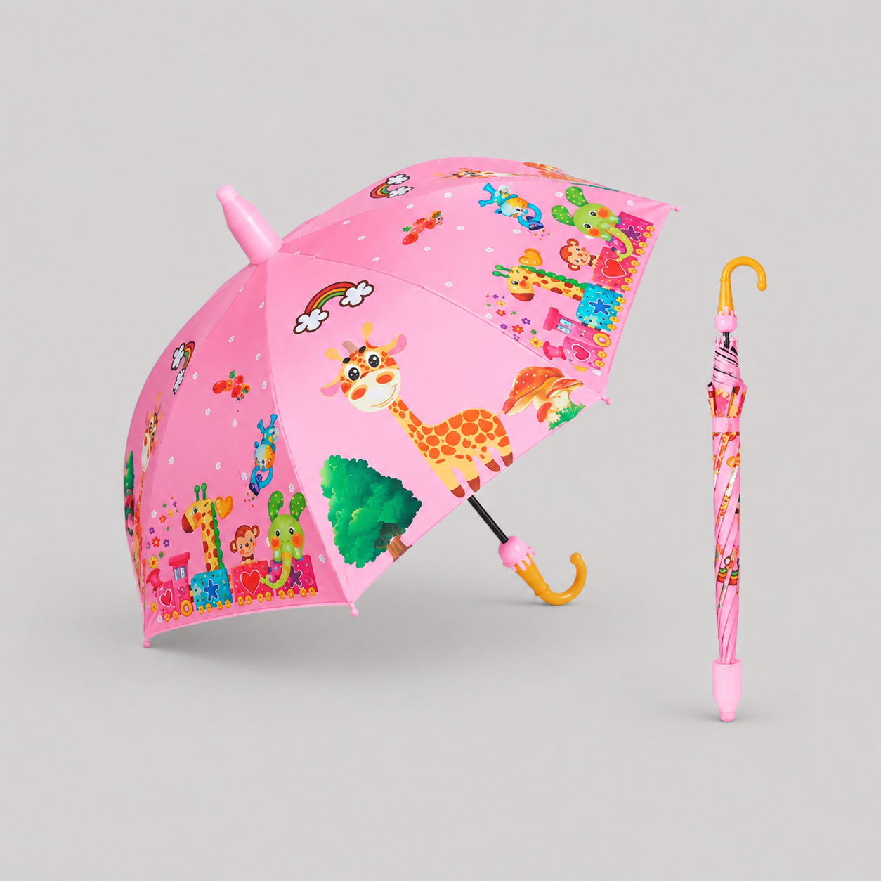 Sombrilla Bastón Rosa Con Estuche
