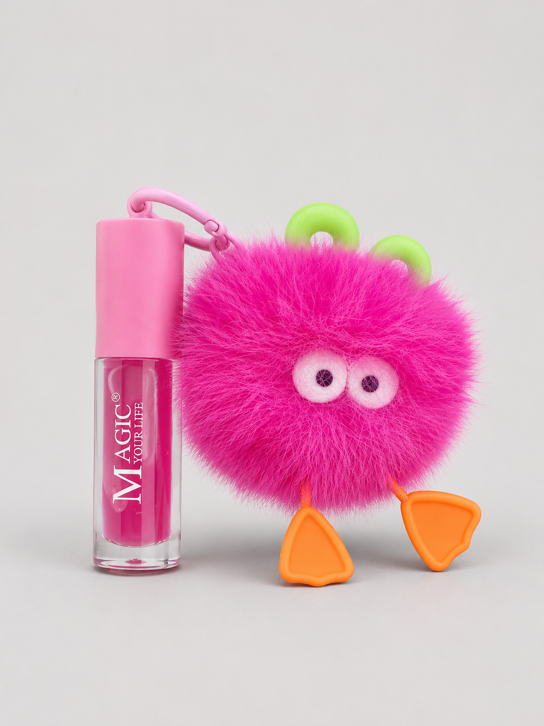 Lipp Gloss + Llavero Monstruo Fucsia