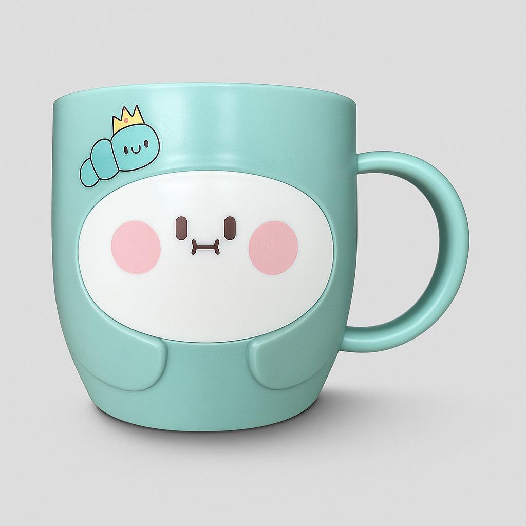 Mug Carita Verde Plástico