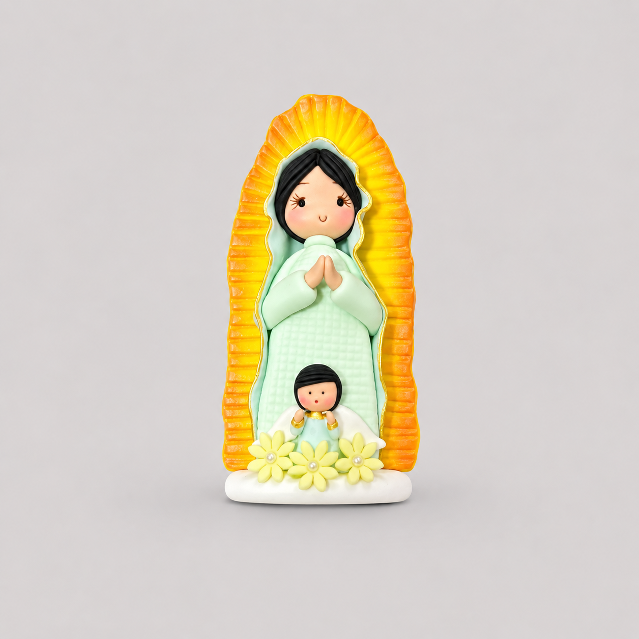 Virgen De Guadalupe En Cerámica Verde