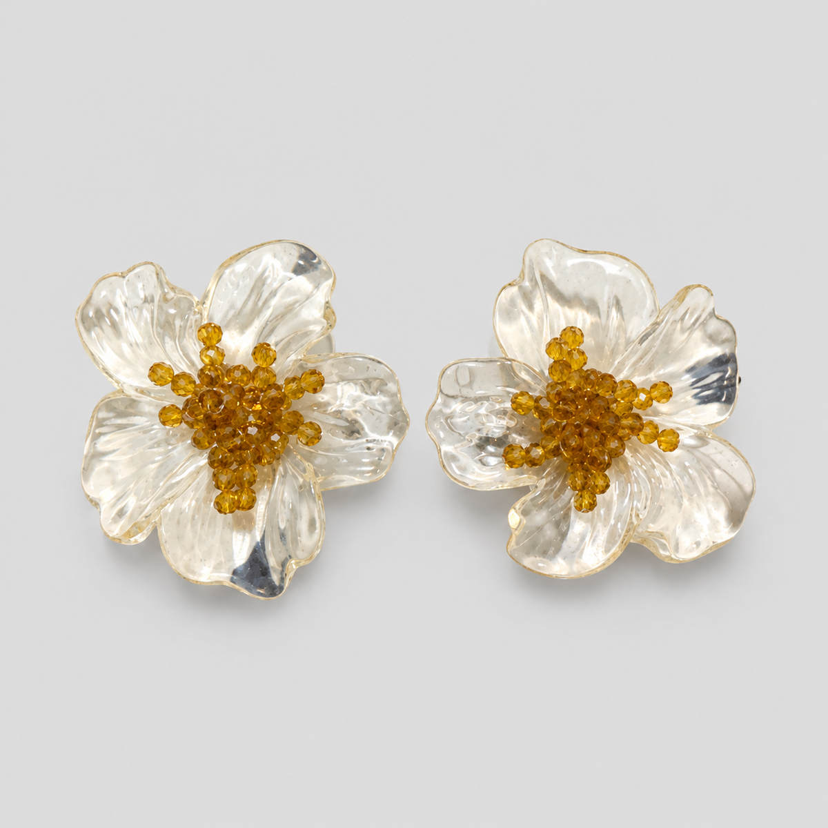 Aretes flor nacar marrón