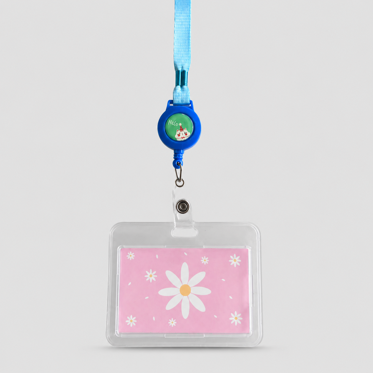 Porta Carnet Tranparente Horizontal Azul Hello