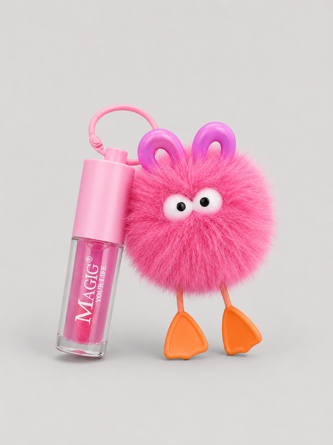 Lipp Gloss + Llavero Monstruo Rosado