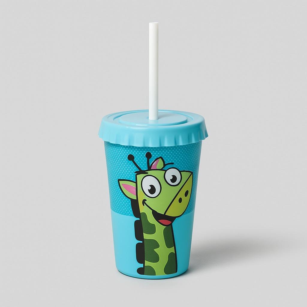 Vaso Pitillo Animalitos Azul