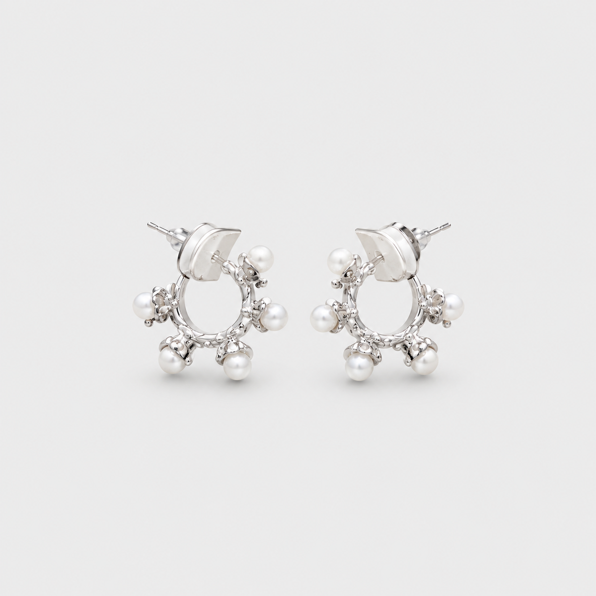 Aretes alma perla separada plateado