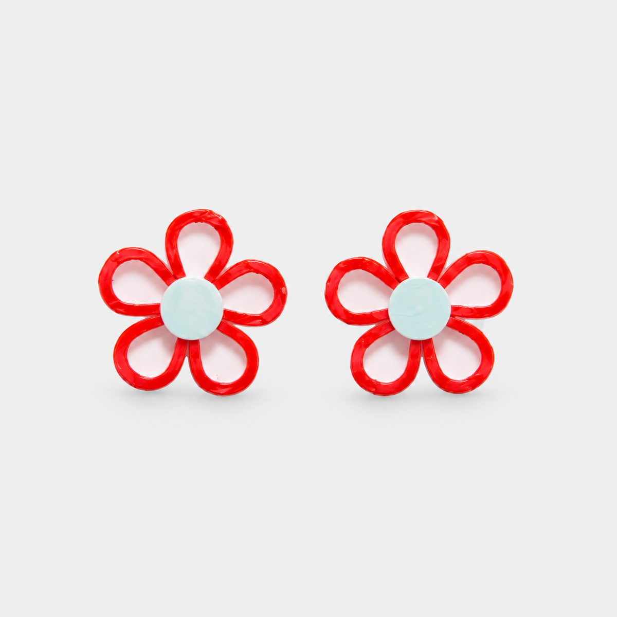 Aretes Flor Pop Rojo y Rosa
