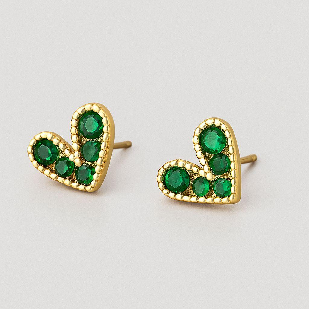 Topitos Corazón Dorados Con Verde