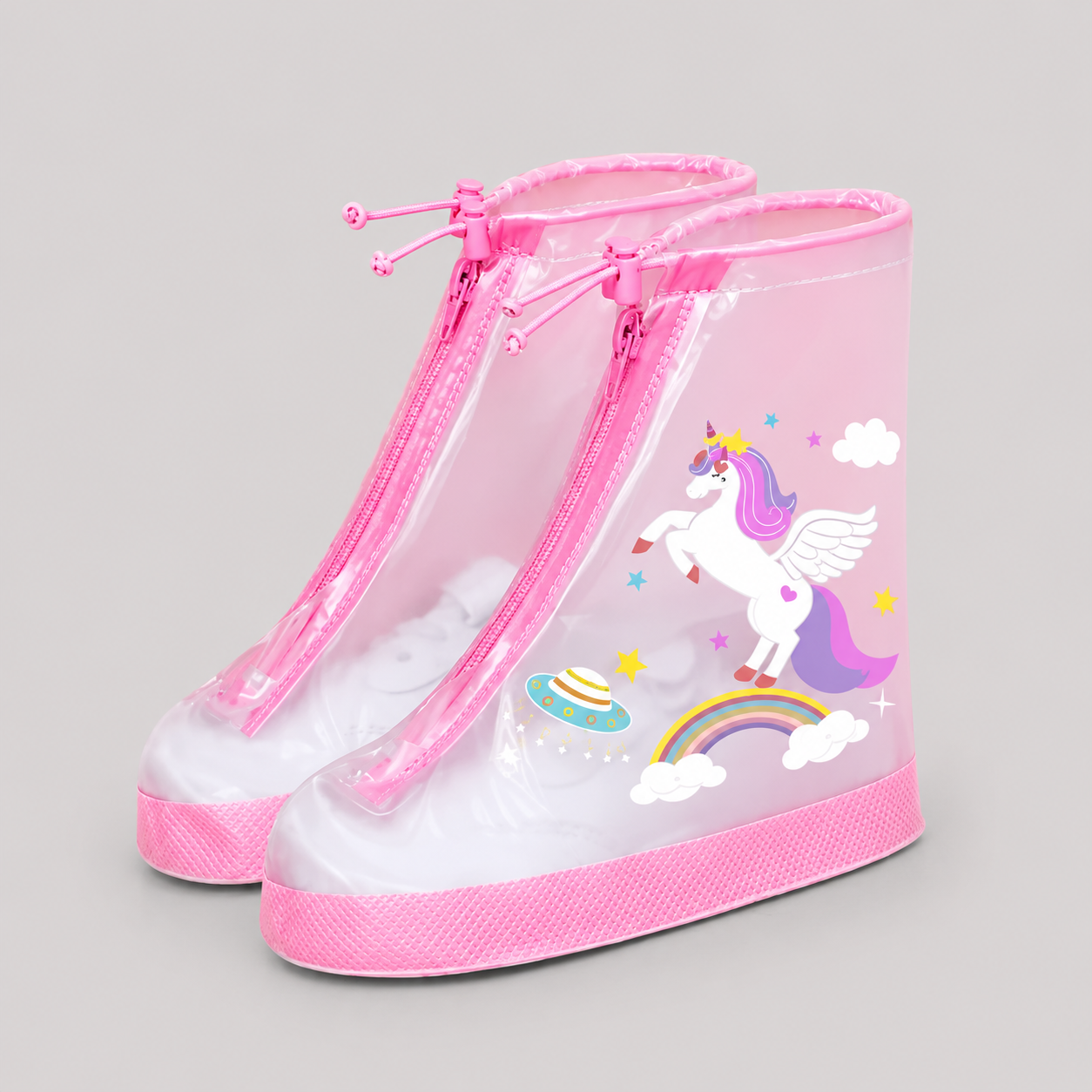 Cubre Zapatos Para La Lluvia Rosado Unicornio XXL