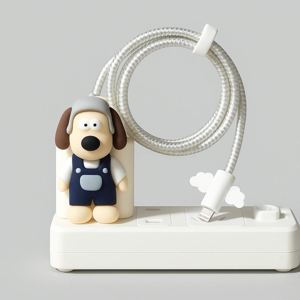 Protector de Cargador y Cable Dog Blanco